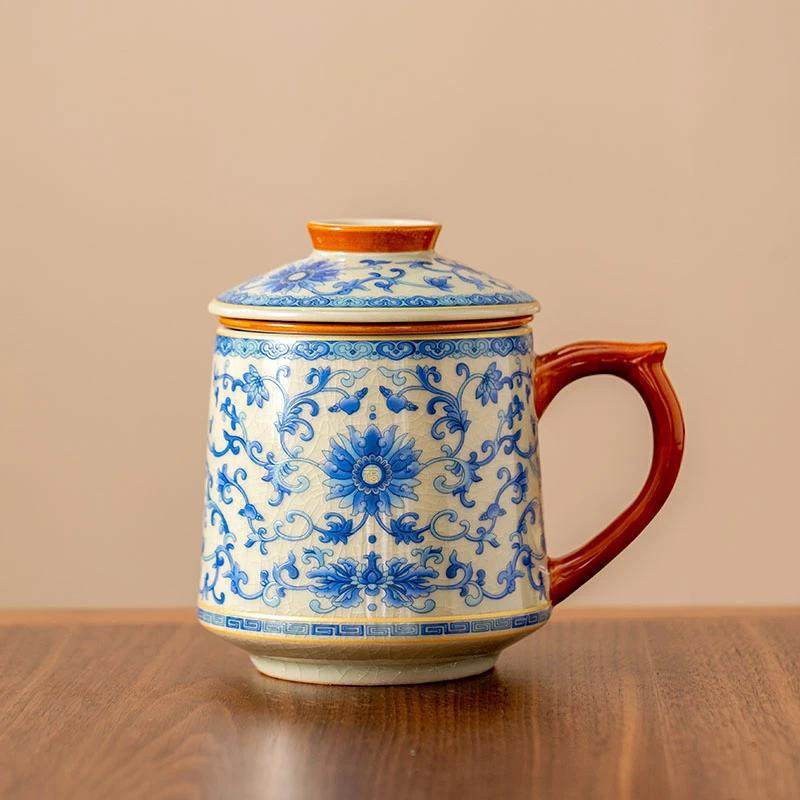 陶瓷青花缠枝莲办公杯茶杯茶水分离泡茶杯家用水杯杯子茶具无,餐饮具,茶杯,淘宝优惠券,粉丝福利购,淘宝优惠卷