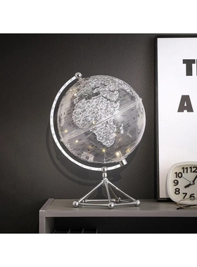 水晶球底座带灯创意透明地球仪摆件轻奢客厅办公室桌面装饰大