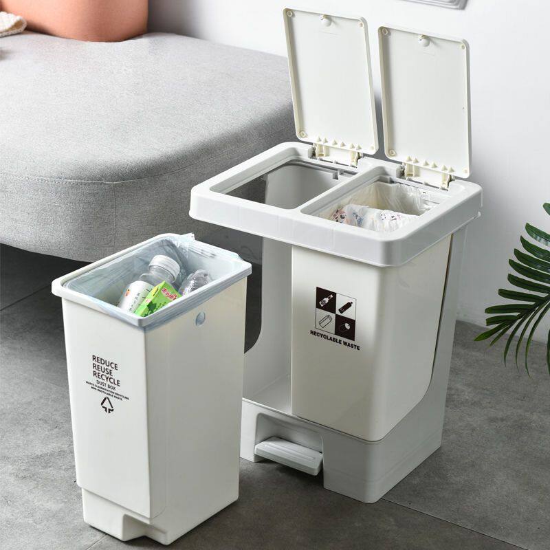 垃圾桶家用脚踏带盖分离清洁桶脚踩二合一厨房干湿分类收纳