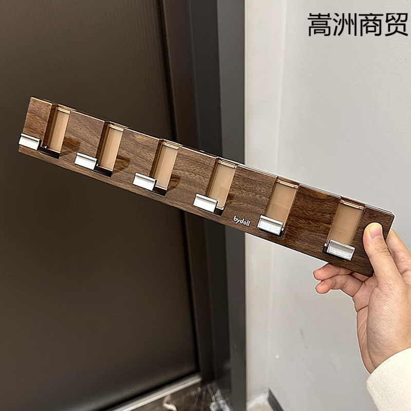 【新家100个快递】感门后挂钩免打孔粘钩胡桃木纹钢琴键联排