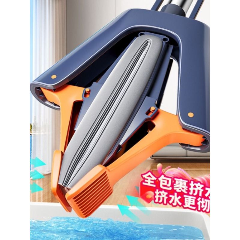 免手洗海绵拖把家用一拖净新款吸水对折式大号双挤水胶棉脱水
