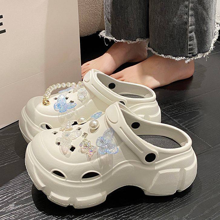 洞洞鞋女款夏季厚底外穿2025新款沙滩网红踩屎感防滑包头凉拖