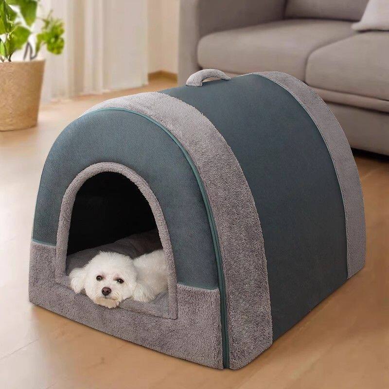 狗窝冬季保暖半封闭式房型狗屋中大型犬睡觉用猫窝四季通用狗狗床