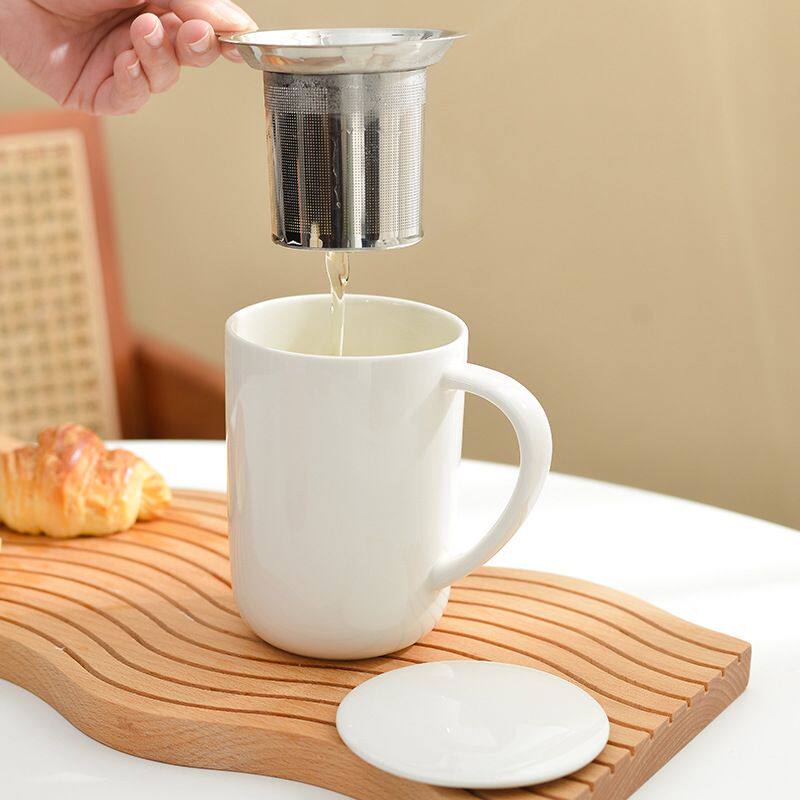 陶瓷水杯西西弗同款大容量马克杯带盖办公室带茶漏茶水分离泡凌之