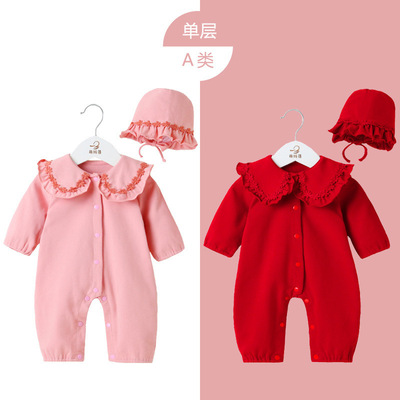 婴儿满月服女宝宝百天夏季公主萌一个月衣服春秋新生儿洋气连体衣