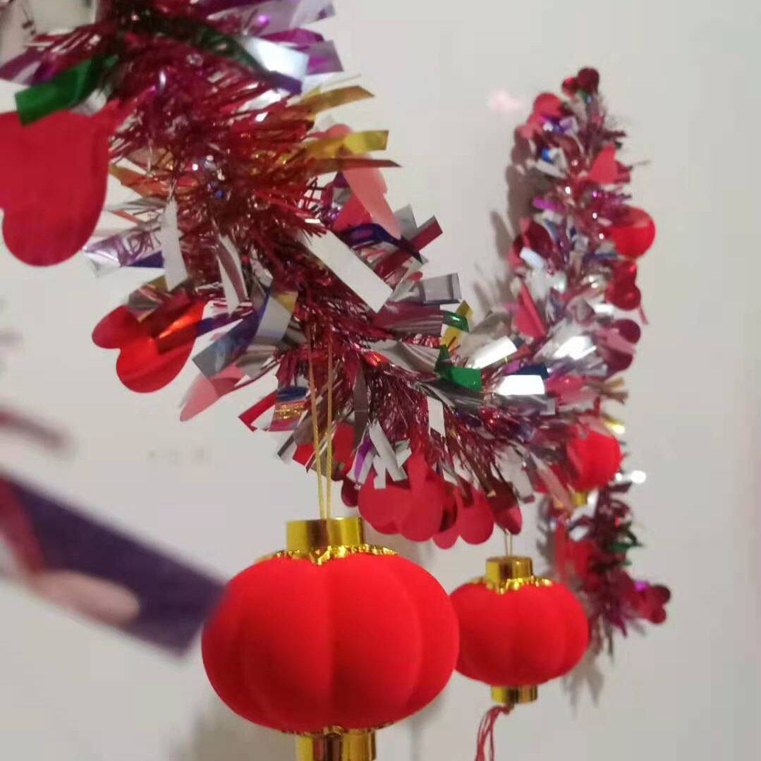 节庆大红彩带装饰毛条店铺节庆日拉花装扮幼儿园新年晚会彩条布置