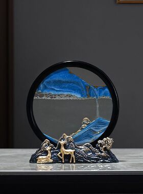 新中式流沙画创意沙漏3D艺术解压摆件高档家居酒柜客厅房间装饰品