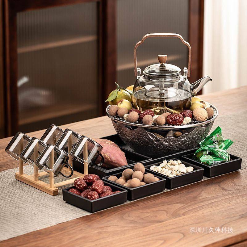围炉煮茶茶具套装家用室内电陶炉煮茶器罐罐烤奶罐玻璃茶壶一整套,餐饮具,煮茶炉,淘宝优惠券,粉丝福利购,淘宝优惠卷
