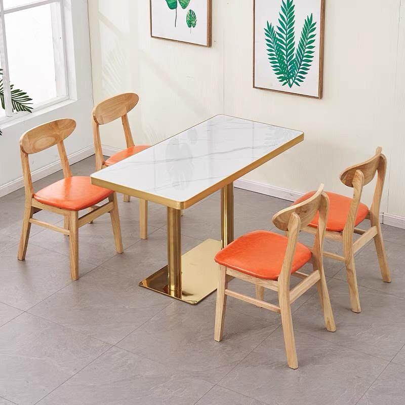 快餐桌椅实木椅凳小吃饭店餐饮商用岩板包金边咖啡汉堡圆方桌,住宅家具,岩板餐桌,淘宝优惠券,粉丝福利购,淘宝优惠卷