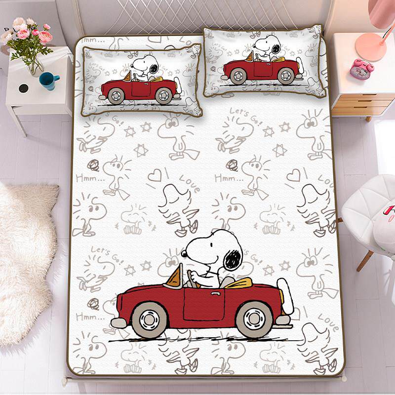 卡通可爱史努比儿童冰丝席二三件套1.2单人学生宿舍夏凉席可水洗