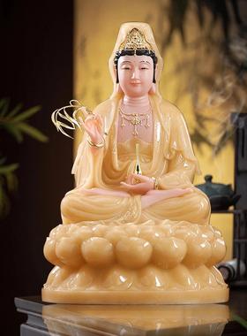 白色大理石观音菩萨家拜观音佛像装饰南海观音坐莲观音菩萨佛像
