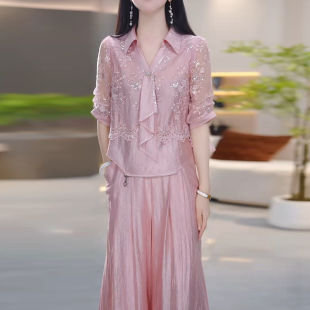 时尚套装女夏季2026新款今年流行爆款时髦洋气妈妈高级感两件套裤