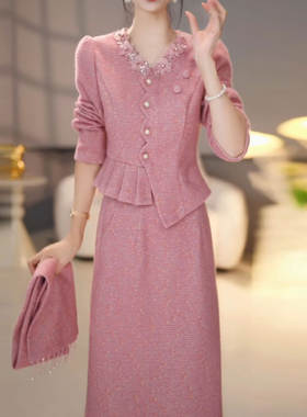连衣裙2026新款女秋冬十三行爆款高端喜婆婆婚宴装妈妈礼服配大衣