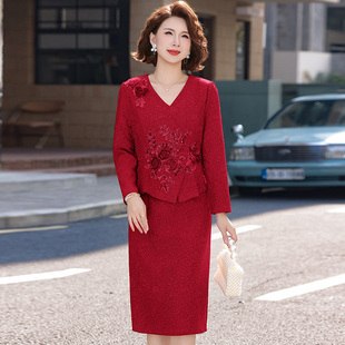 连衣裙2026新款女春秋十三行今年流行爆婚喜宴婆妈长袖轻奢高级感