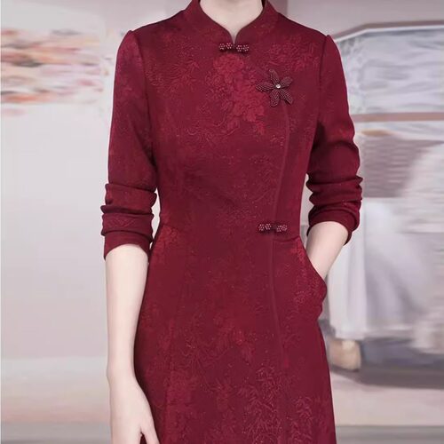 新中式国风改良旗袍连衣裙十月一轻奢高级感喜婆婆婚宴装妈妈礼服