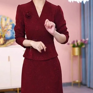 新中式国风改良旗袍连衣裙2025新款秋冬高端喜婆婆装加绒妈妈礼服