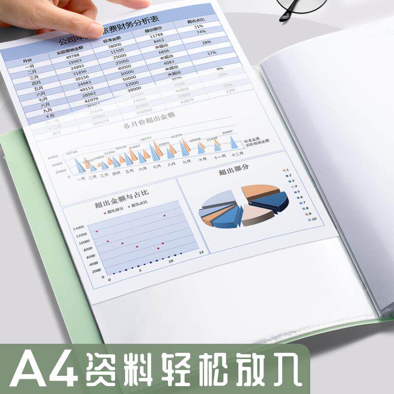 A4 폴더 MORANDI 정보 책 바인더 아카이브 다중 페이지 폴더 사무용품 포스터 보관 책