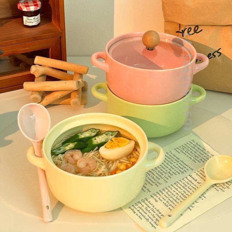 专用漂亮的泡面碗泡面碗陶瓷食品级家用辅食双耳蒸蛋碗吃饭宿舍