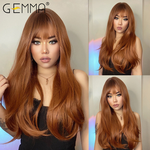 Long Straight for Red Synthetic Copper Brown Ginger Wigs Wom