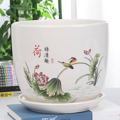 绿萝吊兰兰花陶瓷花盆北欧花盘大号特大号盆栽P盆子家用清仓带托
