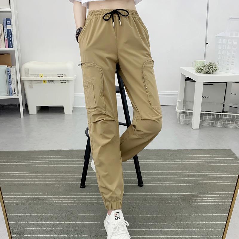 速干裤女春夏秋户外薄款透气束脚长裤多口袋休闲工装裤情侣运动裤