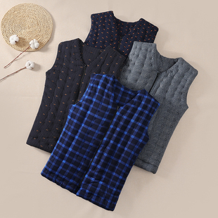 纯手工缝制棉花马甲男冬季加厚保暖宽松爸爸坎肩中老年人马夹背心