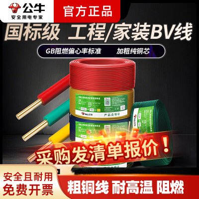 BV单芯线国标铜芯阻燃单芯线