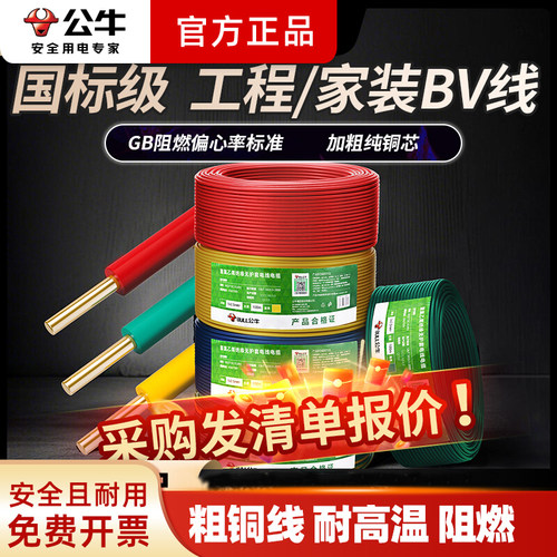 BV单芯线国标铜芯阻燃单芯线