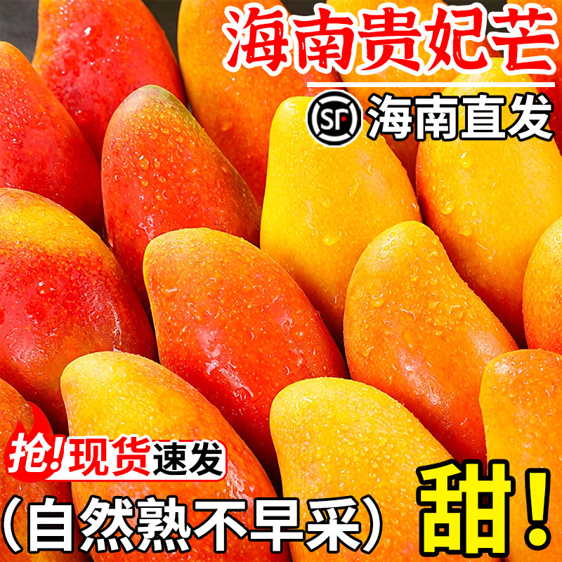 海南贵妃芒新鲜芒果当季水果树上熟红金龙大果甜心辣椒芒果整箱