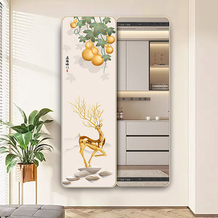 奶油风隐藏式全身镜圆角隐形推拉穿衣镜画暗藏可关闭镜子遮挡超薄