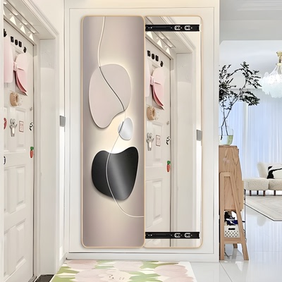 现代简约高级感隐形穿衣镜装饰画隐藏式全身镜挂画推拉玄关镜子画