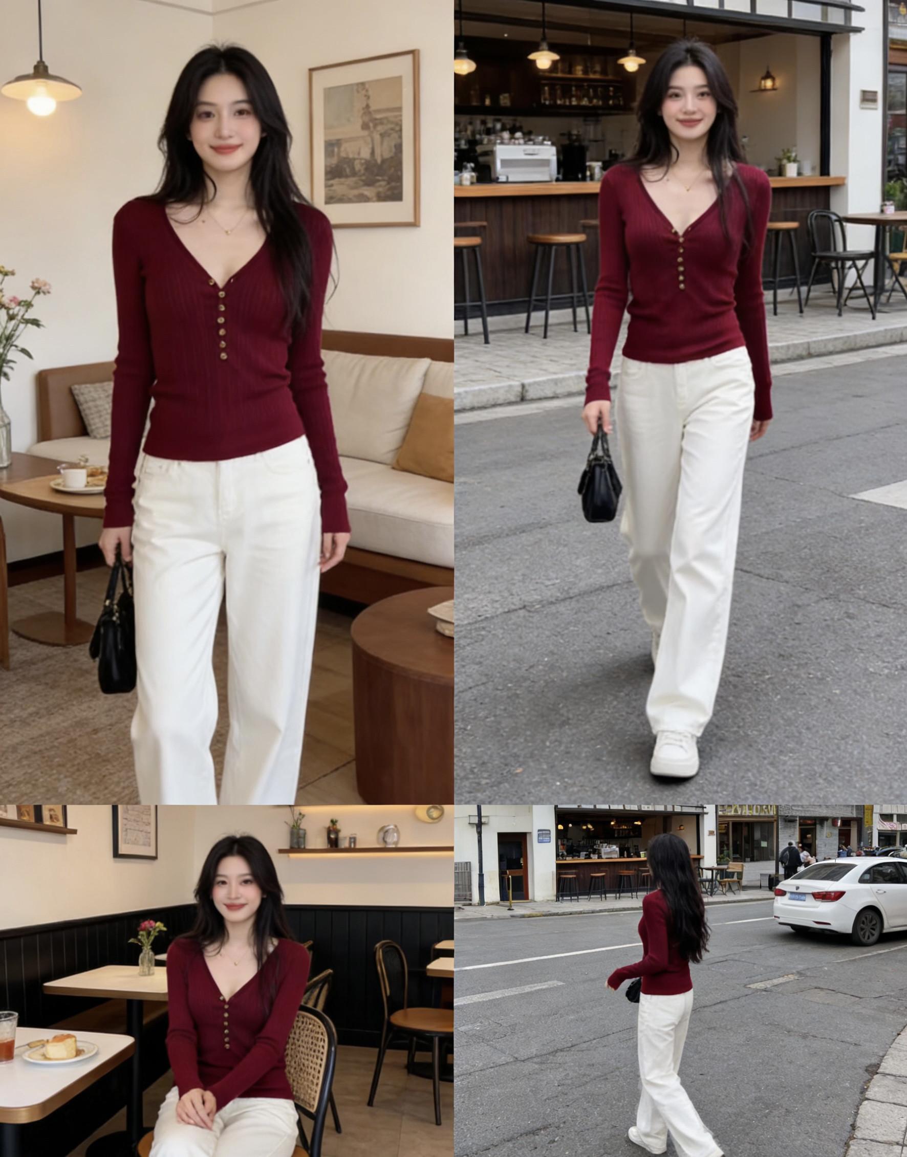 红色V领长袖针织打底衫女2026早春季新款内搭可外穿修身毛衣上衣,女装/女士精品,毛针织衫,淘宝优惠券,粉丝福利购,淘宝优惠卷