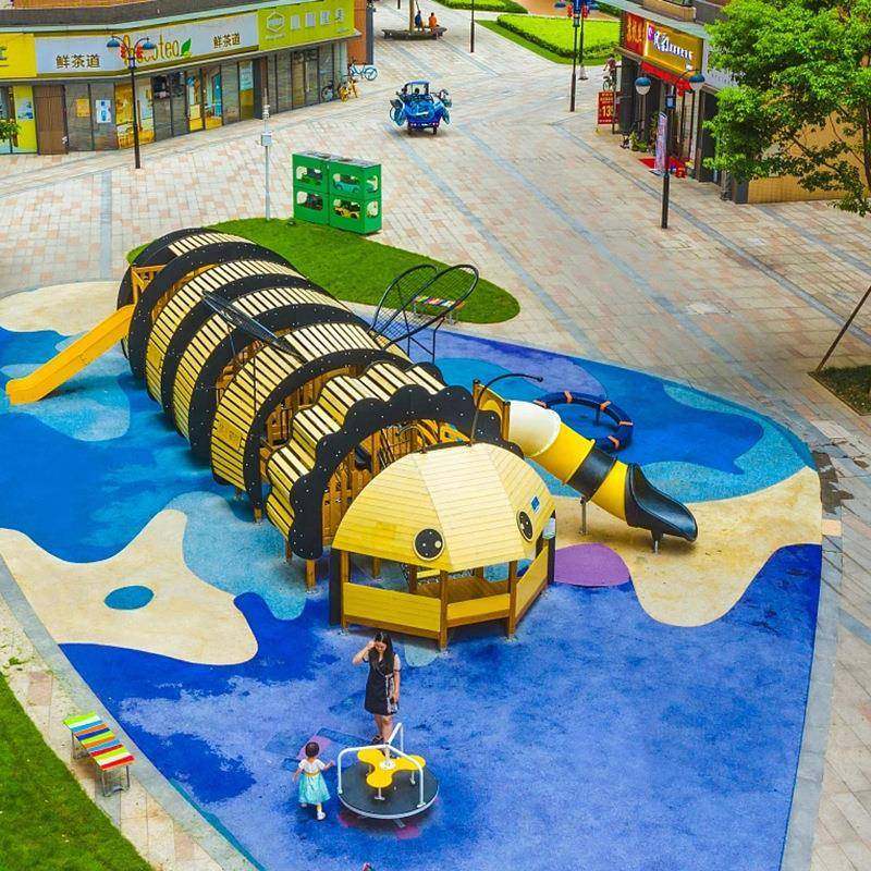 户外大型儿童3563122不锈钢木料头塑滑滑地梯组合施攀爬架小区游