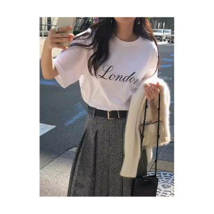 女装 新款 纯棉短袖 韩版 学院风宽松胖mm200斤可穿 t恤女2026夏季 大码