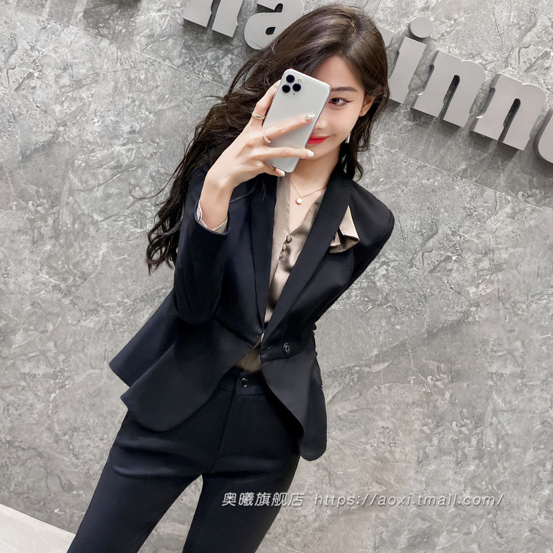 黑色西装套装女2024新款春季通勤职业装小个子气质高级感西服外套