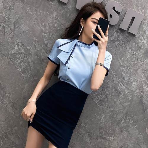 春夏新款衬衫套裙空姐职业套装女装空乘制服衬衣酒店管理洋气工装