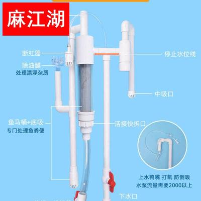 鱼缸免打孔改底滤虹吸下水鱼便分离器鱼马桶粪便分离一键排污