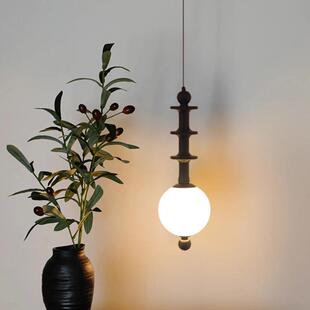 法式中古风吊灯复古卧室书房吧台吊灯原木风简约玄关床头实木灯