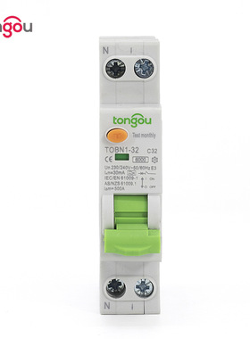 RCBO B曲线C曲线1P+N A型分断6KA18mm16A10mA过流漏电保护断路器