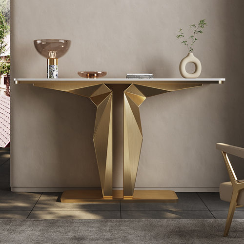 高端轻奢岩板玄关桌入户正对门条案走廊靠墙端景台简约现代玄关台