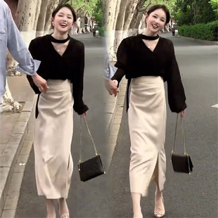 欧货法式时尚套装女2025秋季高级感减龄显瘦长袖衬衫半身裙两件套