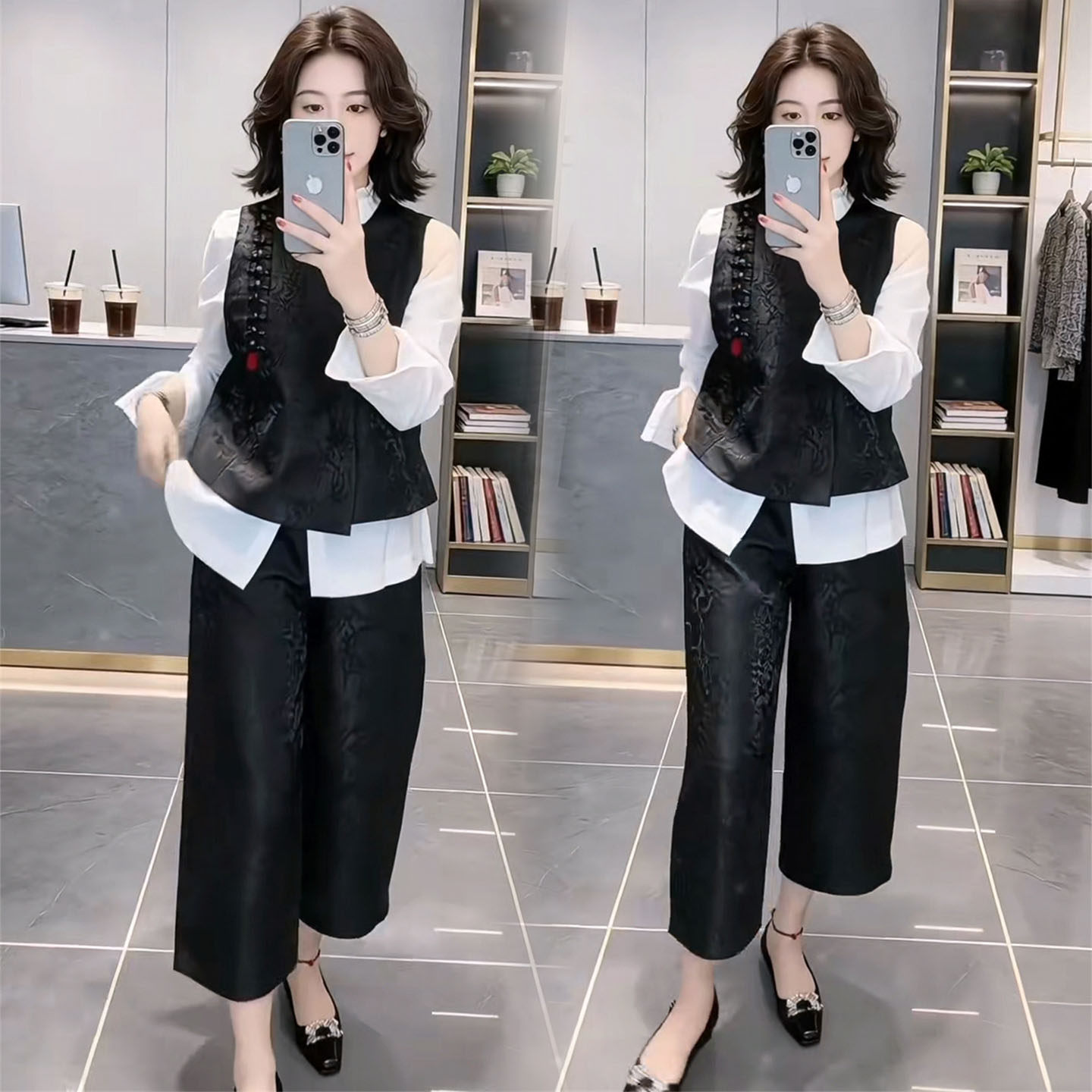 新中式国风2026新款时尚套装女春秋马甲背心阔腿裤气质显瘦三件套