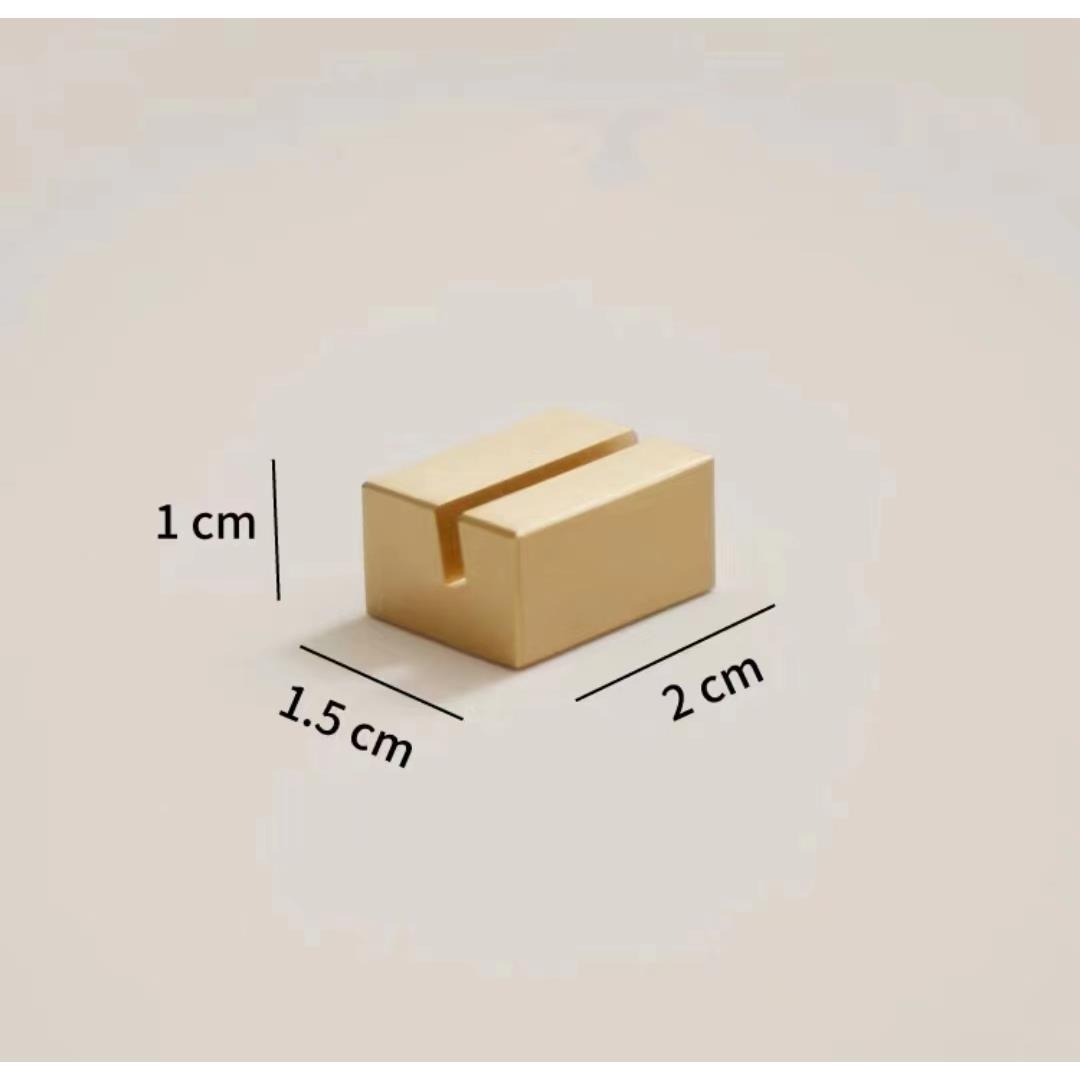 金属长条形几何黄铜名片架桌面装饰照片夹台卡底座简约卡片展示架