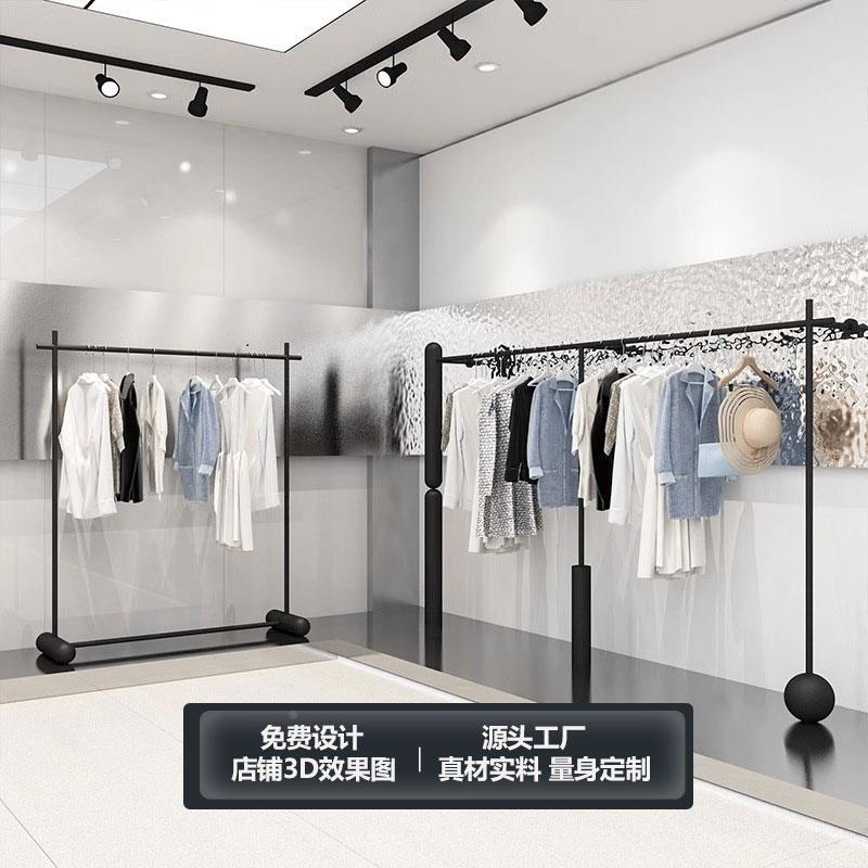 铁艺服装架男女服装店展示架挂衣架子简易童装落地式侧挂衣服货架