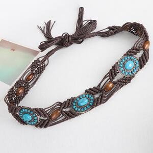 波西米亚风腰带女配裙子流苏腰链装饰连衣裙编织串珠皮带2023新款