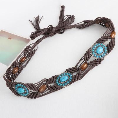 波西米亚风腰带女配裙子流苏腰链装饰连衣裙编织串珠皮带2023新款