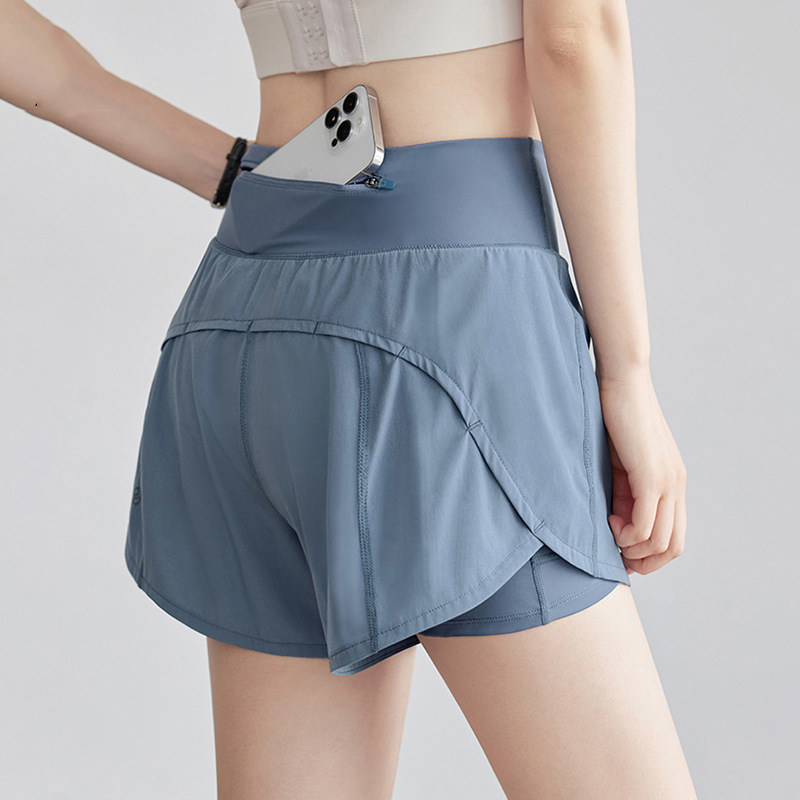 运动短裤女假两件高腰防走光训练健身跑步瑜伽服薄款运动裤夏季