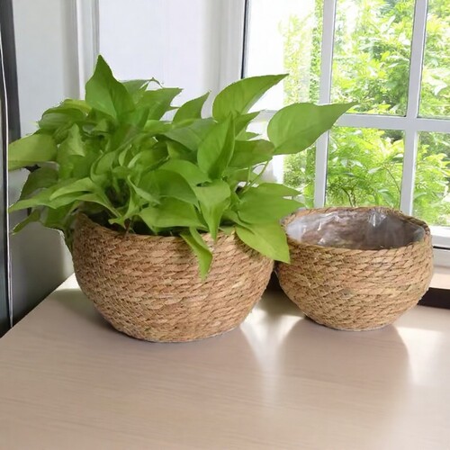 草编藤编花盆手工竹编织绿萝大花盆蝴蝶兰创意简约绿植盆田园花篮