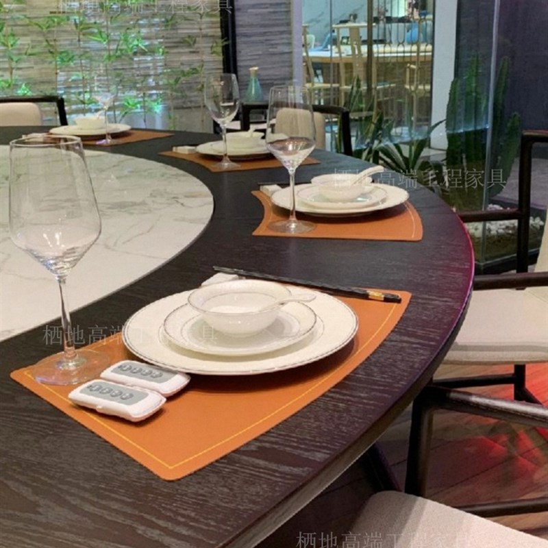 酒店电动餐桌饭店大圆桌新中式y酒店实木大圆桌电动餐桌椅小红书A