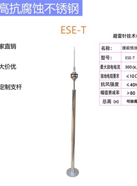提前放电小号ESE6000ESE-T工程厂房高速304不锈钢避雷针厂家